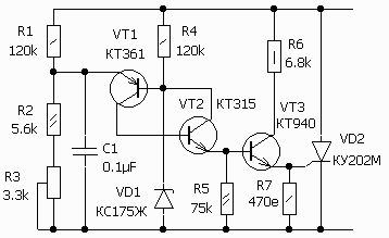 Стабилизатор на тиристоре схема