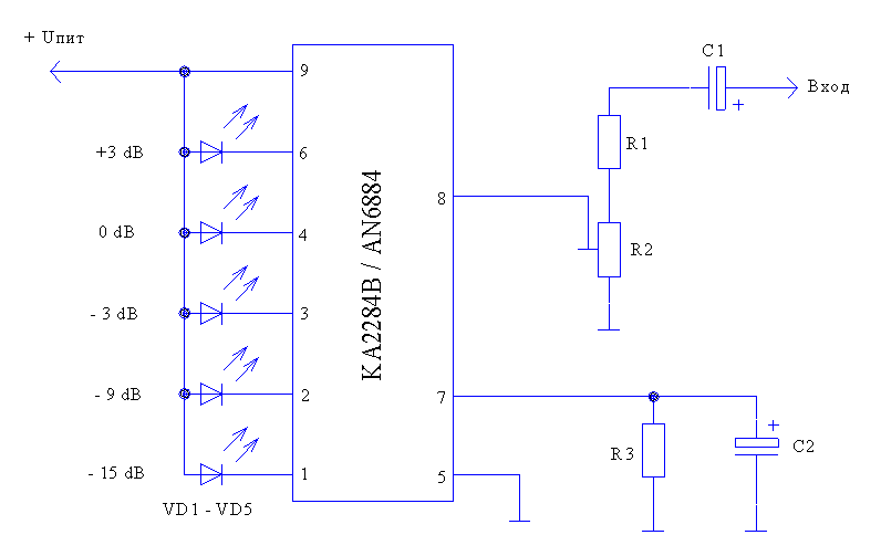 индикатор уровня светодиодный схема